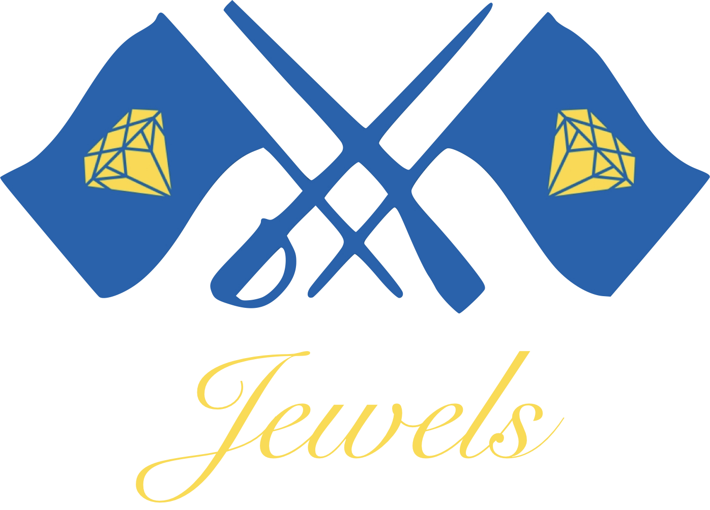 crossed flags with jewel logo